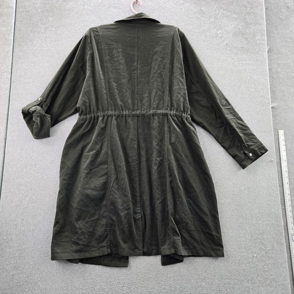 Torrid Women Jacket 4 Green Twill Drapey Open Front Draker Trench Coat - Picture 8 of 9